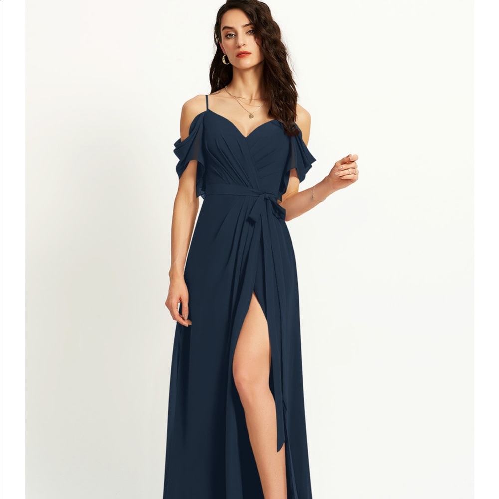 JJ’s House Navy cold shoulder long maxi dress 22W